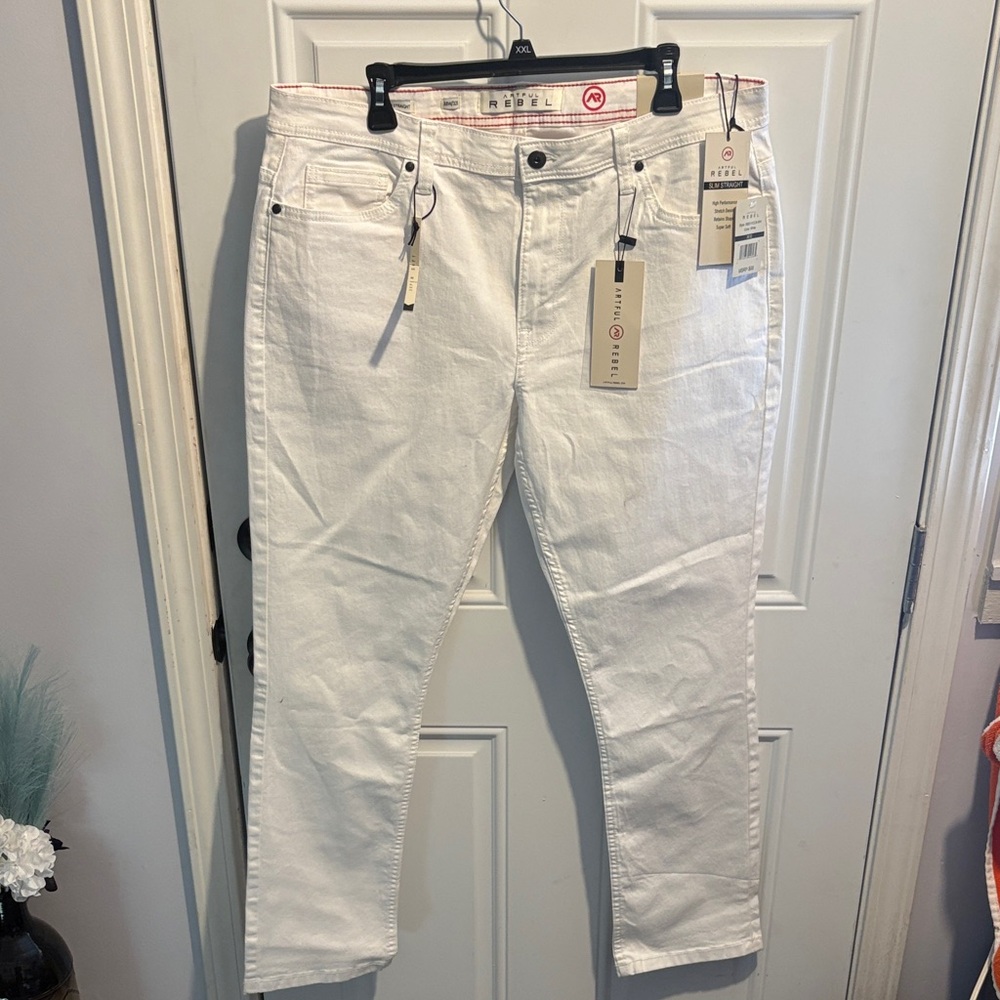 rebels White Slim Straight Men's Jeans